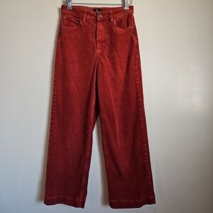 Volcom Corduroy Terracotta Red Wide Leg Pants Ankle High-Rise Size 26
